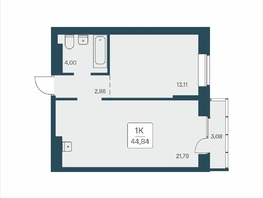 Продается 1-комнатная квартира ЖК Расцветай на Дуси Ковальчук, 44.84  м&sup2;, 8850000 рублей