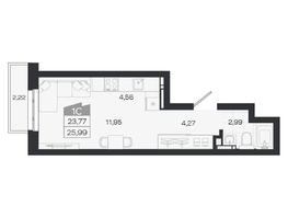 Продается Студия ЖК Квартал 54, дом 1, 23.77  м&sup2;, 4563000 рублей