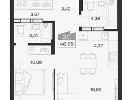 Продается 2-комнатная квартира ЖК Квартал 54, дом 1, 46.65  м&sup2;, 7919000 рублей