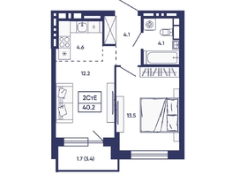 Продается 2-комнатная квартира ЖК Сподвижники, дом 2, 40.2  м&sup2;, 5550000 рублей