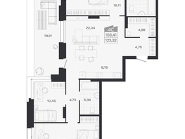 Продается 4-комнатная квартира ЖК Ясный берег, дом 19, бс 2-5, 123.32  м&sup2;, 15379000 рублей
