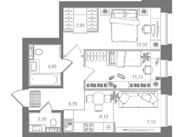 Продается 2-комнатная квартира ЖК Спектр, дом 10, 54.86  м&sup2;, 9540000 рублей