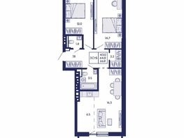 Продается 3-комнатная квартира ЖК Горизонт, дом 2, 66.9  м&sup2;, 10400000 рублей