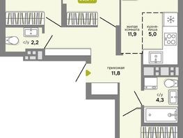 Продается 4-комнатная квартира ЖК Счастливый квартал, дом 2, 80.9  м&sup2;, 12190000 рублей