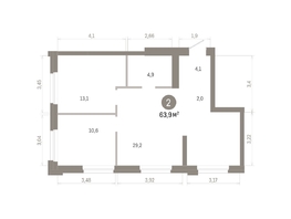 Продается 2-комнатная квартира ЖК Город на озере, 63.92  м&sup2;, 14070000 рублей