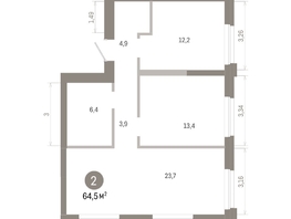 Продается 2-комнатная квартира ЖК Город на озере, 64.52  м&sup2;, 13330000 рублей