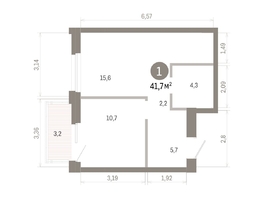 Продается 1-комнатная квартира ЖК Город на озере, 41.66  м&sup2;, 10320000 рублей