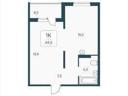 Продается 1-комнатная квартира ЖК Эко-квартал на Кедровой, д 3 сек 1, 44.5  м&sup2;, 5500000 рублей