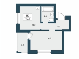 Продается 1-комнатная квартира ЖК Расцветай на Учительской, 40.3  м&sup2;, 6650000 рублей