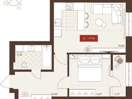 Продается 2-комнатная квартира ЖК Невский, 46.7  м&sup2;, 8480000 рублей