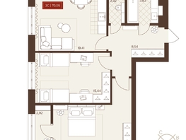 Продается 3-комнатная квартира ЖК Невский, 70.05  м&sup2;, 11600000 рублей