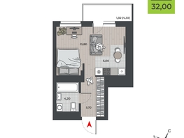 Продается Студия ЖК ДНК, 30.7  м&sup2;, 5173550 рублей
