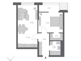Продается 2-комнатная квартира ЖК Беринг, дом 3, 53.46  м&sup2;, 9690000 рублей