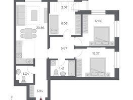 Продается 3-комнатная квартира ЖК ОСКАР, дом 3, 76  м&sup2;, 14770000 рублей