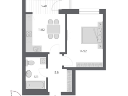 Продается 1-комнатная квартира ЖК ОСКАР, дом 3, 41.1  м&sup2;, 8970000 рублей