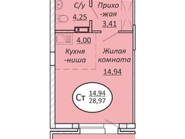 Продается Студия ЖК Пролетарский, 28.97  м&sup2;, 5040780 рублей