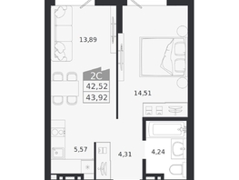 Продается 2-комнатная квартира ЖК Ясный берег, дом 20, 43.92  м&sup2;, 8075000 рублей
