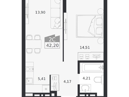 Продается 2-комнатная квартира ЖК Ясный берег, дом 20, 42.2  м&sup2;, 8280000 рублей
