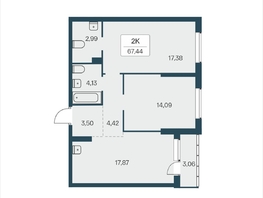 Продается 2-комнатная квартира ЖК Расцветай на Зорге, дом 4, 67.44  м&sup2;, 7200000 рублей