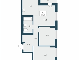 Продается 3-комнатная квартира ЖК Расцветай на Учительской, 65.5  м&sup2;, 9850000 рублей