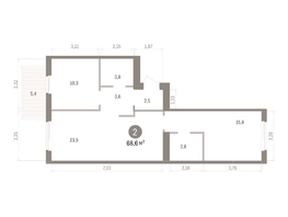 Продается 2-комнатная квартира ЖК Пшеница, дом 5.2, 68.61  м&sup2;, 9350000 рублей
