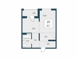 Продается 2-комнатная квартира ЖК Цветной бульвар, дом 4 сек 1, 42.7  м&sup2;, 5900000 рублей