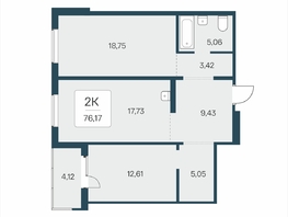 Продается 2-комнатная квартира ЖК Эко-квартал на Кедровой, дом 5, 76.17  м&sup2;, 7950000 рублей