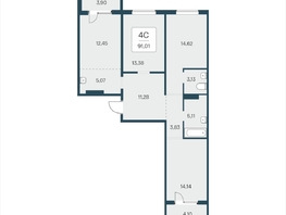 Продается 4-комнатная квартира ЖК Эко-квартал на Кедровой, дом 5, 91.01  м&sup2;, 9130000 рублей