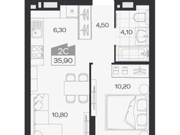Продается 2-комнатная квартира ЖК Ясный берег, дом 33, 35.9  м&sup2;, 6562000 рублей