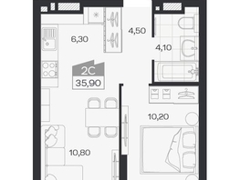 Продается 2-комнатная квартира ЖК Ясный берег, дом 33, 35.9  м&sup2;, 6948000 рублей