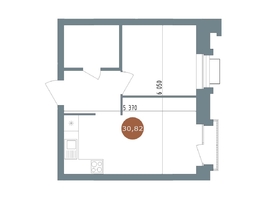 Продается 1-комнатная квартира  19/56 Кварталы Телецентра, 2, 30.7  м&sup2;, 6790000 рублей