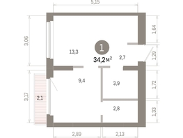 Продается 1-комнатная квартира ЖК Лебедевский квартал, д 1, 34.2  м&sup2;, 6280000 рублей