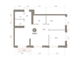 Продается 2-комнатная квартира ЖК Город на озере, 74.25  м&sup2;, 16710000 рублей