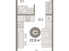 Продается Студия ЖК Пшеница, дом 2.1, 22.48  м&sup2;, 4010000 рублей