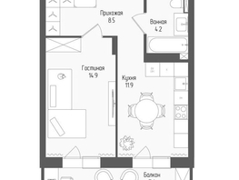 Продается 1-комнатная квартира ЖК Тетрис, корпус 1, 41.8  м&sup2;, 8080500 рублей