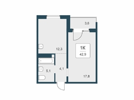 Продается 1-комнатная квартира ЖК Цветной бульвар, дом 4 сек 1, 42.9  м&sup2;, 5850000 рублей