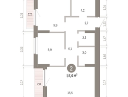 Продается 2-комнатная квартира ЖК Пшеница, 6.1, 57.38  м&sup2;, 7750000 рублей