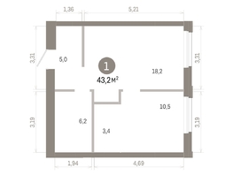 Продается 1-комнатная квартира ЖК Город на озере, 43.23  м&sup2;, 10960000 рублей