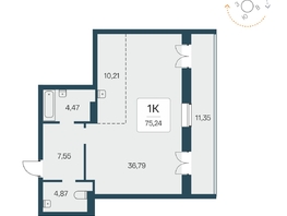 Продается 1-комнатная квартира ЖК Расцветай на ядринцевской, 75.24  м&sup2;, 15500000 рублей