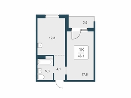 Продается 1-комнатная квартира ЖК Цветной бульвар, дом 4 сек 1, 43.1  м&sup2;, 5350000 рублей