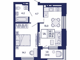 Продается 1-комнатная квартира ЖК Сила леса, корп 1, 39.8  м&sup2;, 7400000 рублей