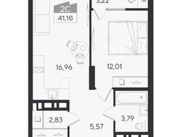 Продается 2-комнатная квартира ЖК Ясный берег, дом 10, бс 6-7, 44.55  м&sup2;, 8611000 рублей