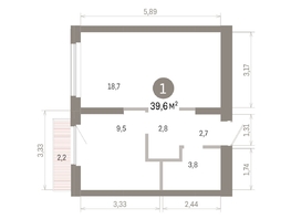 Продается 1-комнатная квартира ЖК Пшеница, 6.1, 39.55  м&sup2;, 6160000 рублей
