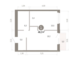 Продается 1-комнатная квартира ЖК Город на озере, 46.25  м&sup2;, 10530000 рублей