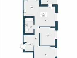 Продается 3-комнатная квартира ЖК Расцветай на Учительской, 65.5  м&sup2;, 9850000 рублей