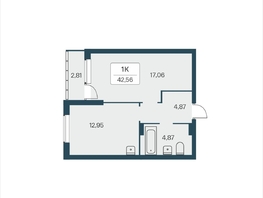 Продается 1-комнатная квартира ЖК Расцветай на Зорге, дом 4, 42.56  м&sup2;, 4850000 рублей