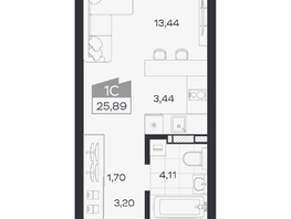 Продается Студия ЖК Квартал 54, дом 1, 25.89  м&sup2;, 5063000 рублей