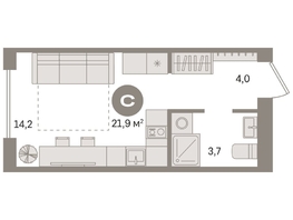 Продается Студия ЖК Пшеница, дом 2.1, 21.5  м&sup2;, 4170000 рублей