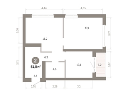 Продается 2-комнатная квартира  Квартал Молодость, дом 1, 61.83  м&sup2;, 10140000 рублей