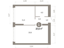 Продается 1-комнатная квартира  Квартал Молодость, дом 1, 37.37  м&sup2;, 6850000 рублей
